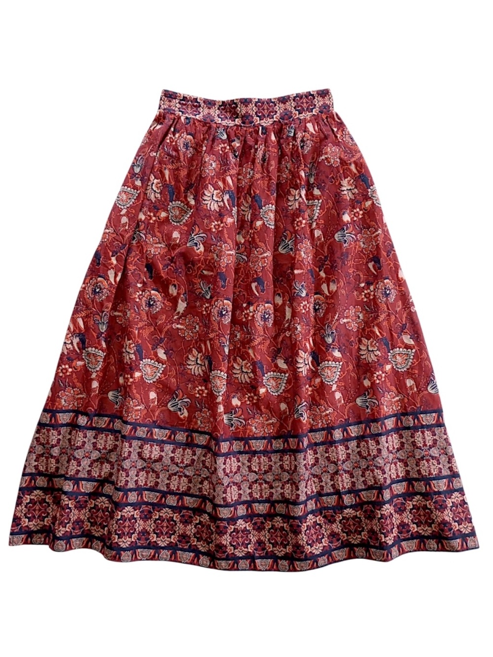Elie Tahari Floral Boho Red Maxi Skirt